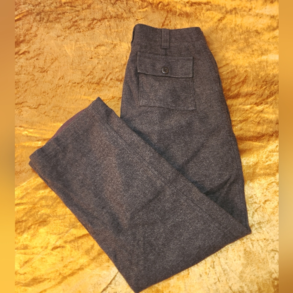 Vintage 1999s Y2k Dark Grey Wool Blend Straight Leg Pants GAP